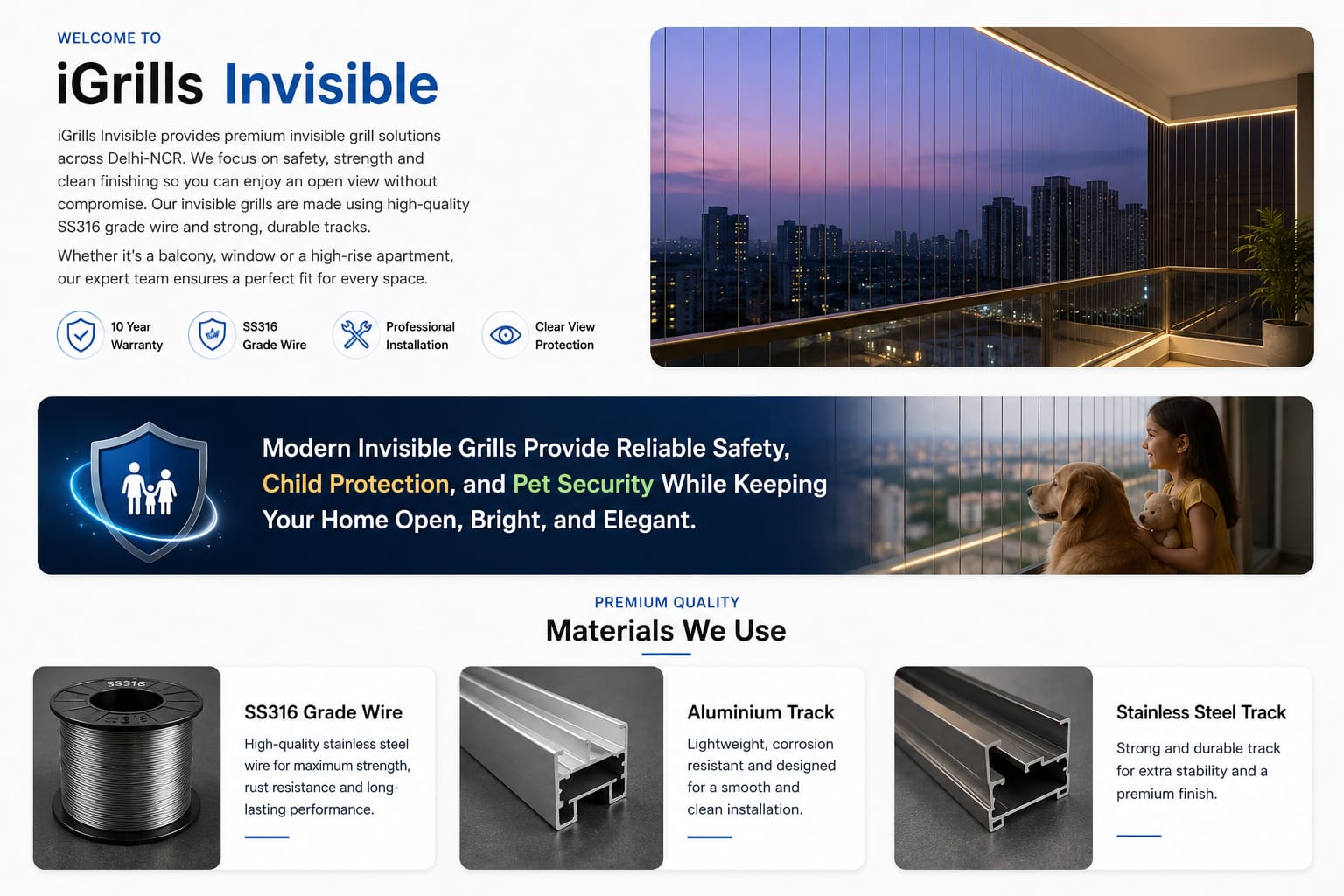 Materials used by iGrills Invisible
